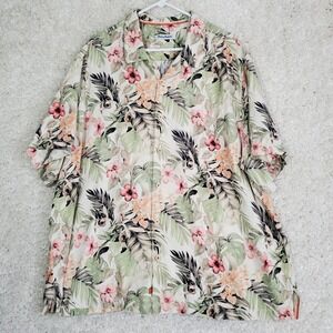 Tommy Bahama Mens Silk Floral Hawaiian Button Up Shirt Size 2XLB Resort Vacation